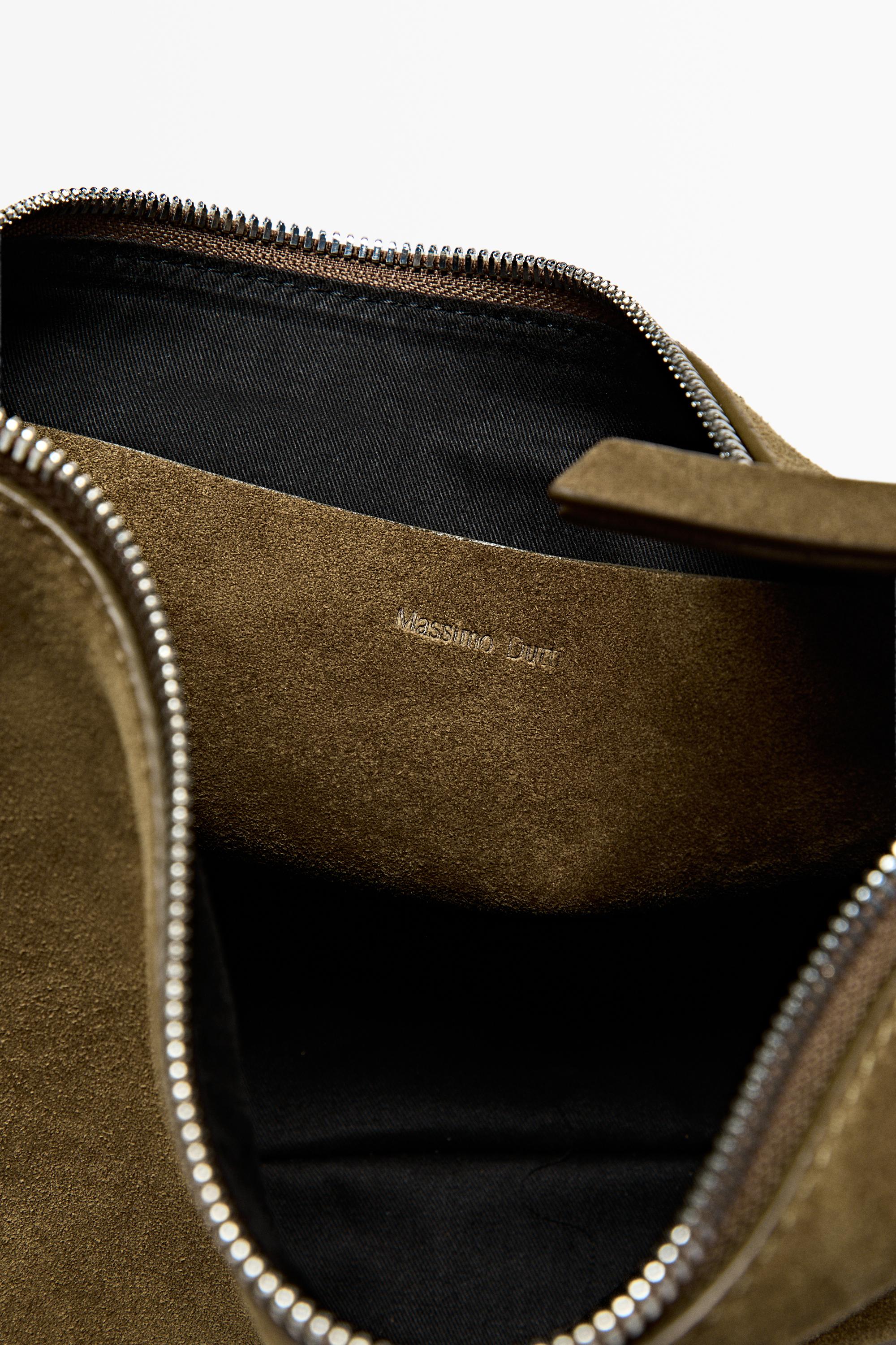 Split suede leather crossbody bag